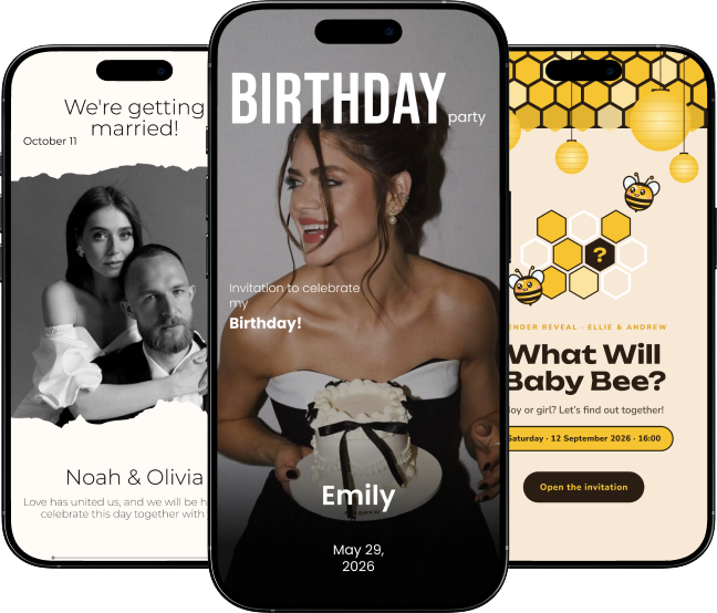 Example of an online invitation on a phone
